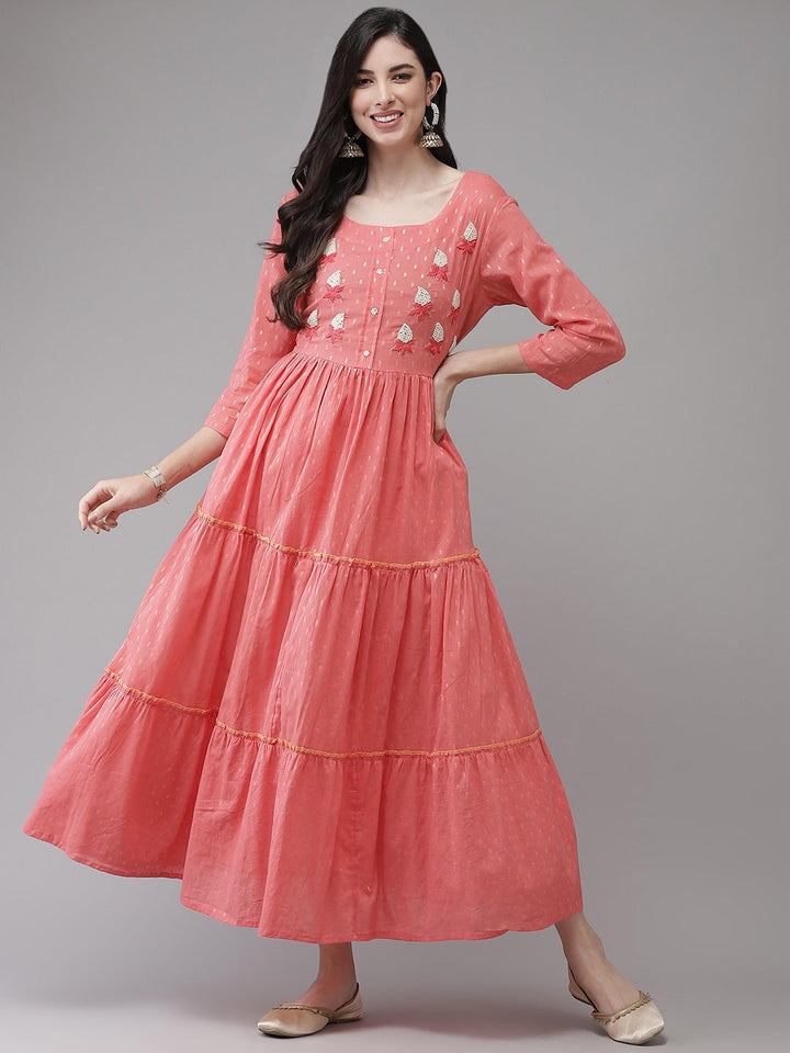 Coral Tired Dress-Yufta Store-3607DRSPKM