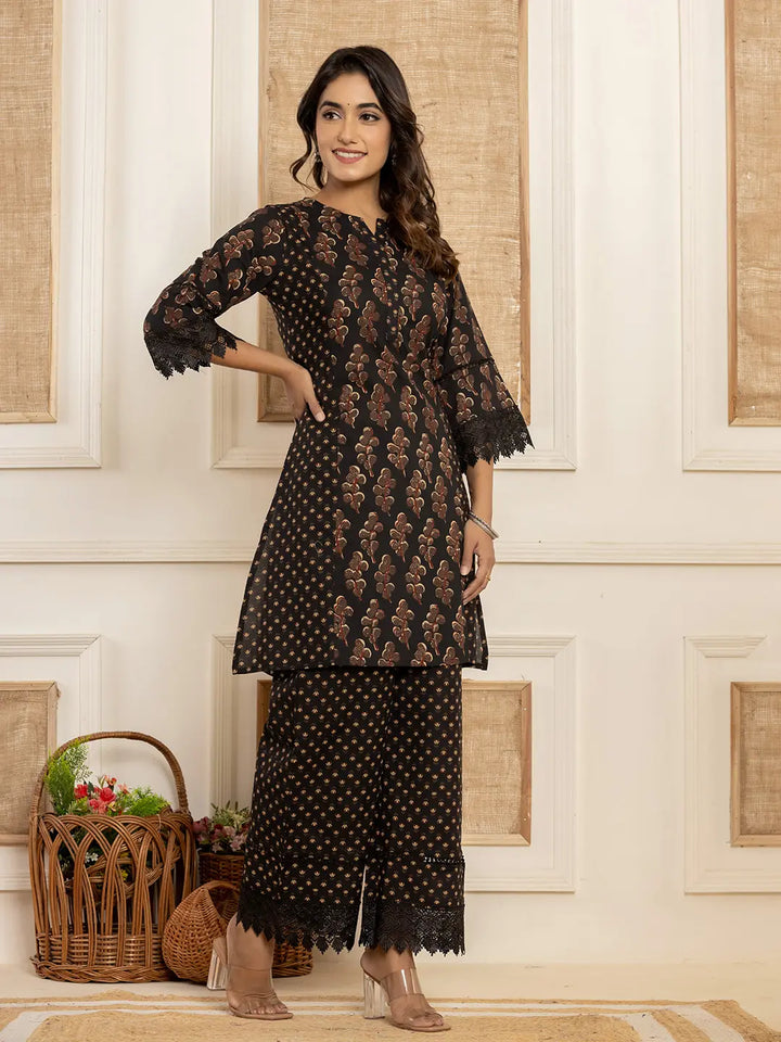 Cotton Black Co-Ord Set-Yufta Store-1776CRDBKS