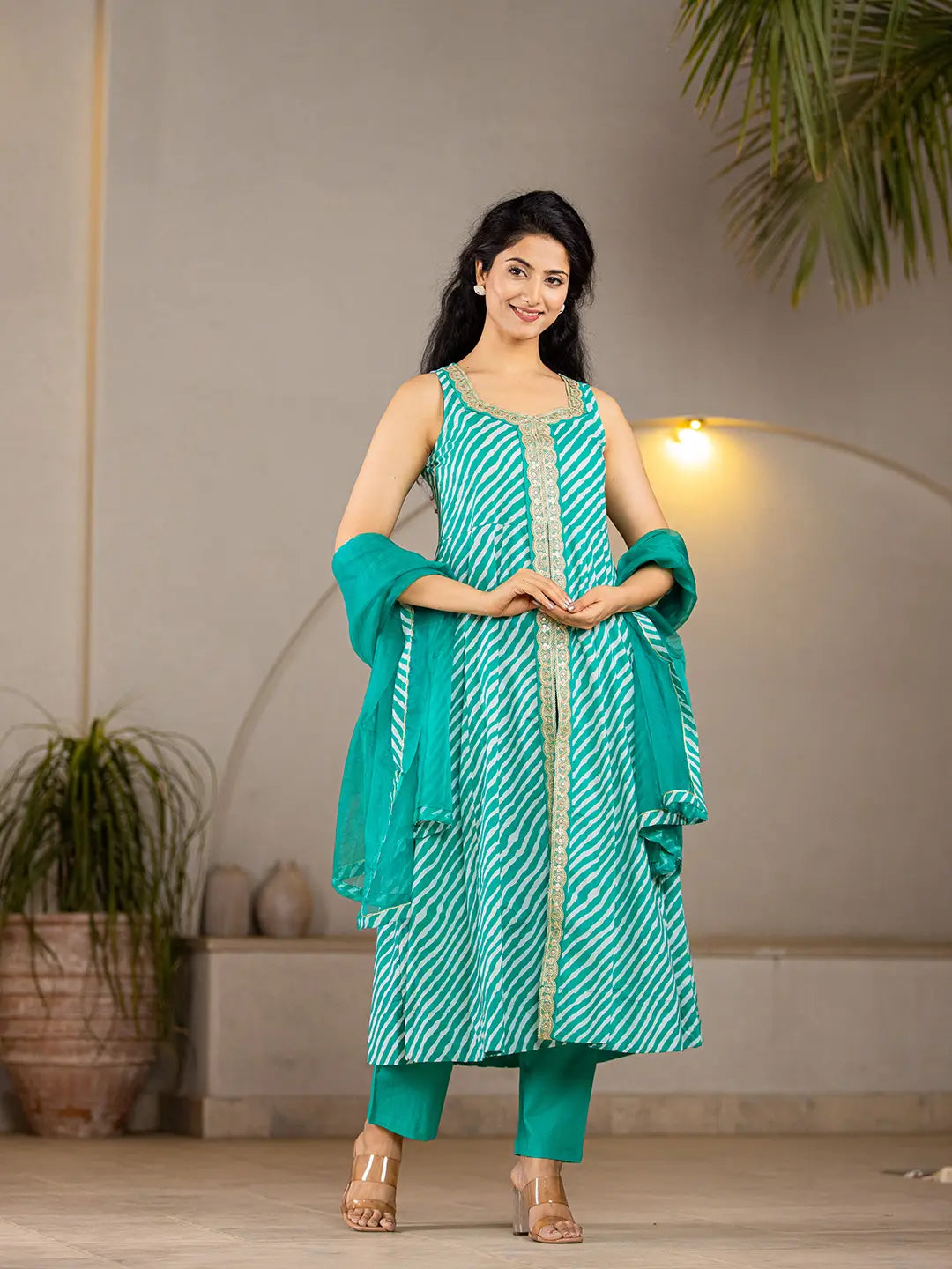 Cotton Leheriya Kurta Dupatta Pant Set-Yufta Store-6980SKDTGS