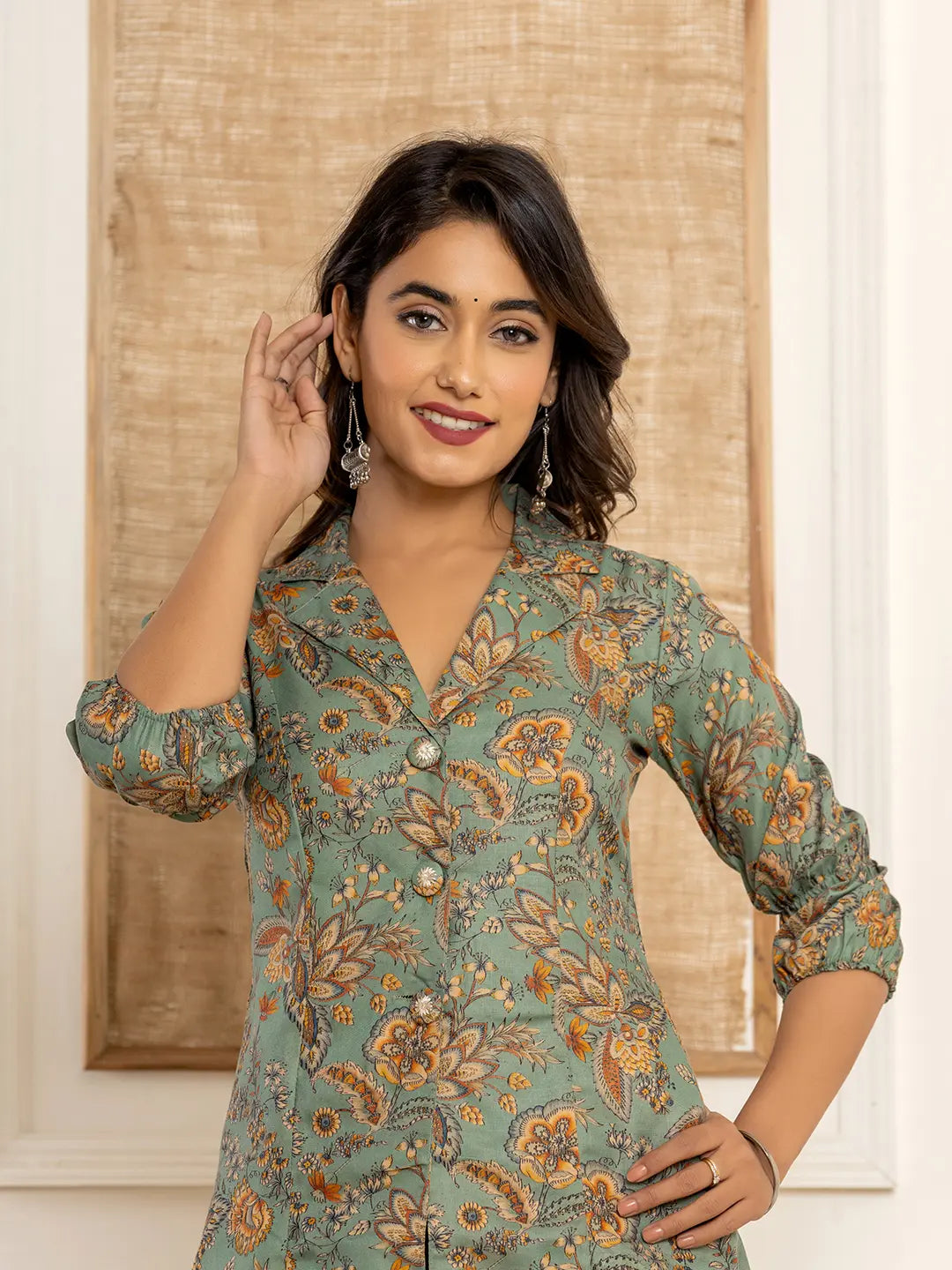 Cotton Sea Green Kurta And Trousers Set-Yufta Store-1522SETSGS