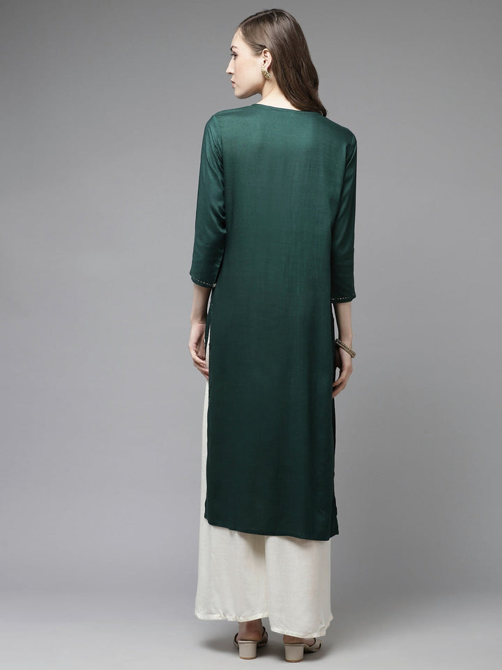 Dark Green Embroidery Kurta