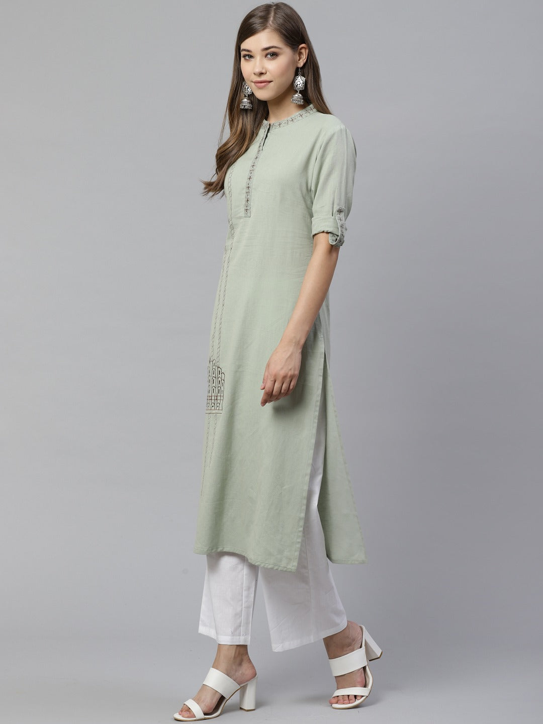 Dusty Green Embroidered Kurta