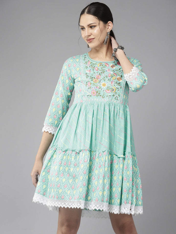 Embroidered Cotton A-Dress-Yufta Store-1196DRSSBS