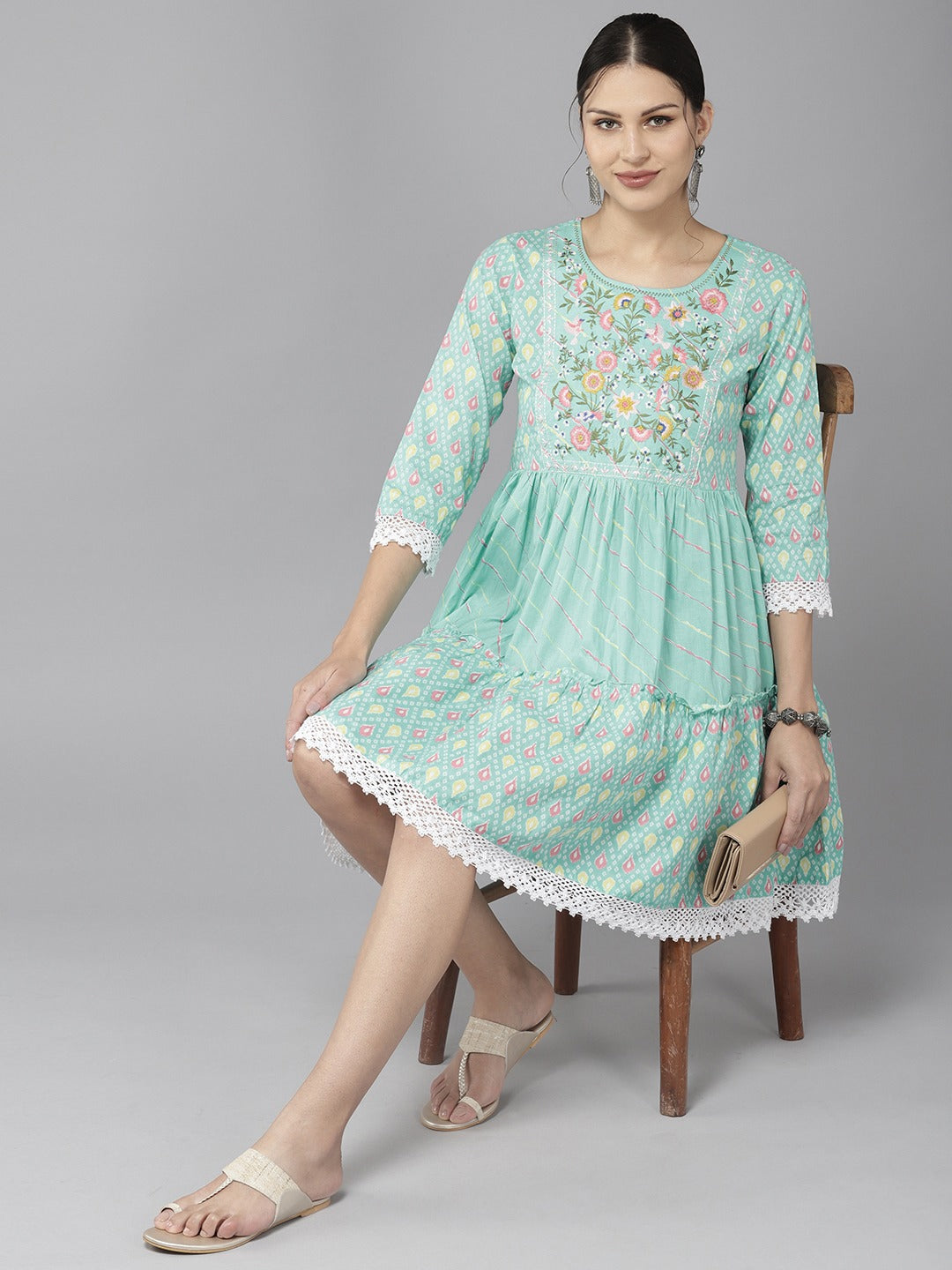 Embroidered Cotton A-Dress-Yufta Store-1196DRSSBS