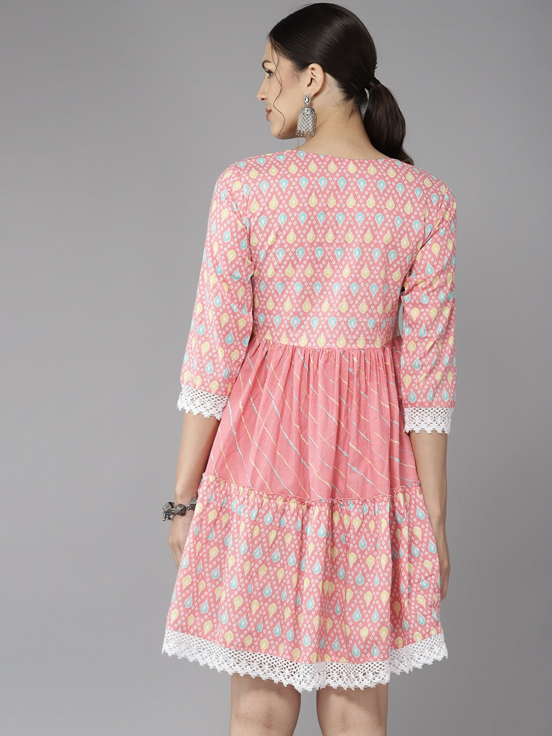 Embroidered Cotton Dress-Yufta Store-1196DRSPKS