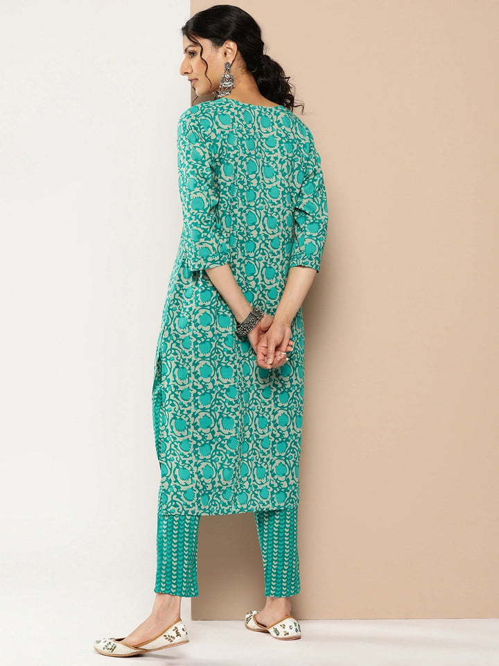 Embroidered Cotton Kurta Set-Yufta Store-1178SETTBM