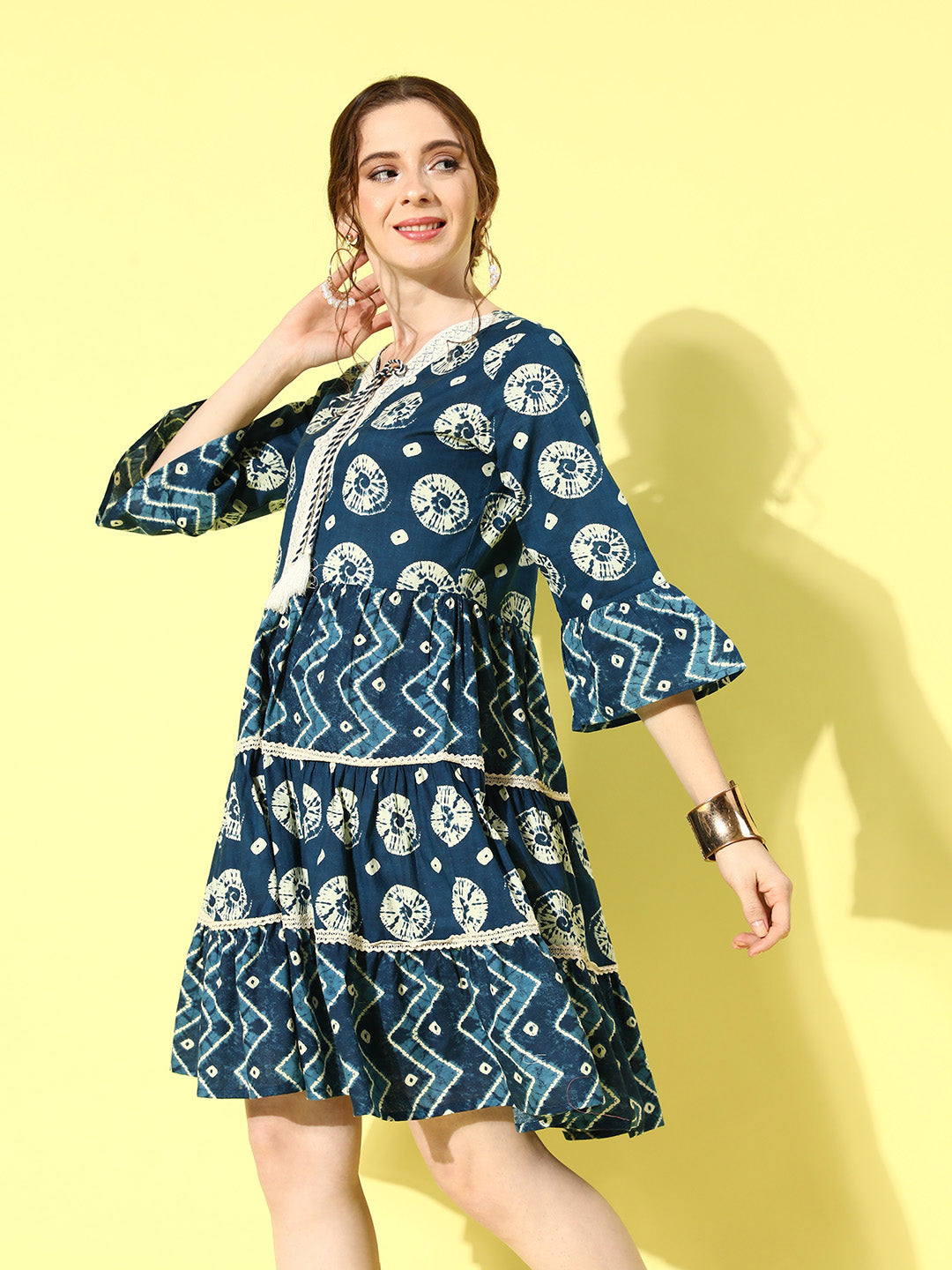 Ethnic A-Line Dress-Yufta Store-1194DRSBLS