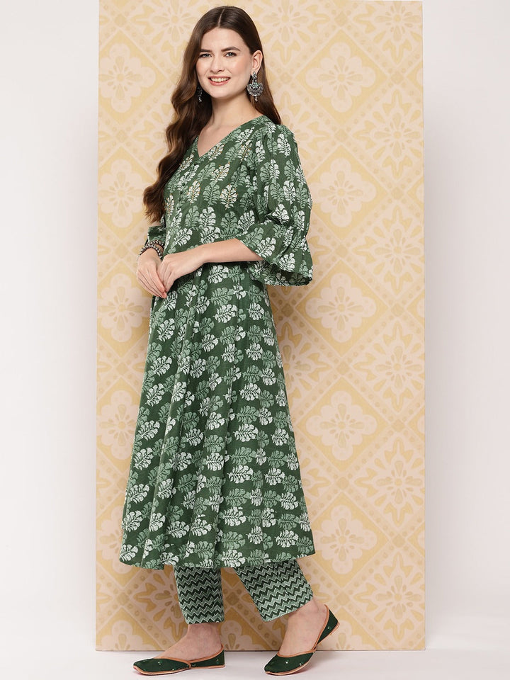 Ethnic Motifs Printed Regular Pure Cotton Kurta with Trousers & With Dupatta