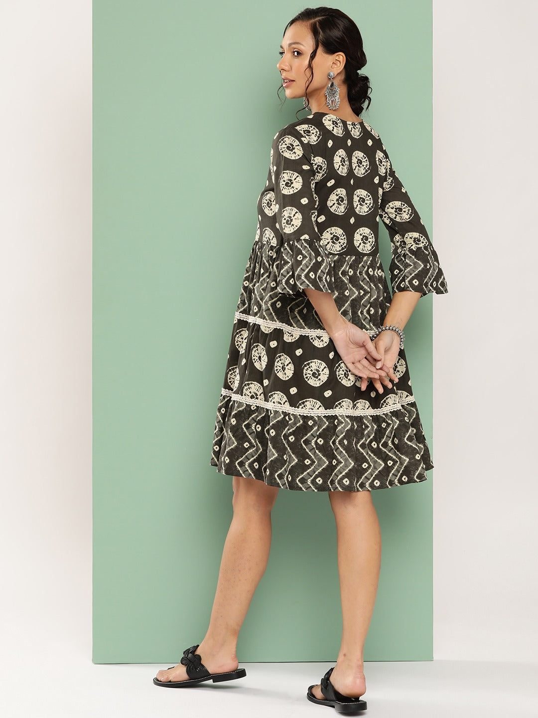 Ethnic Motifs Pure Cotton Dress-Yufta Store-1194DRSBKS