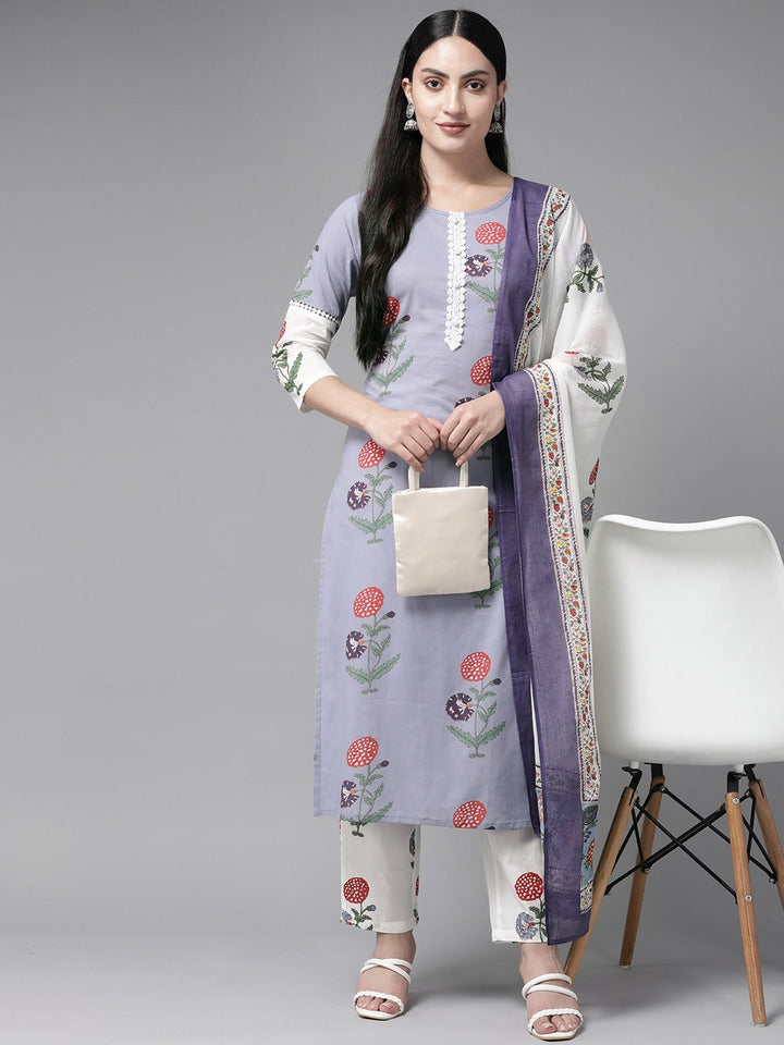 Floral Cotton Dupatta-Yufta Store-9891SKDGYS