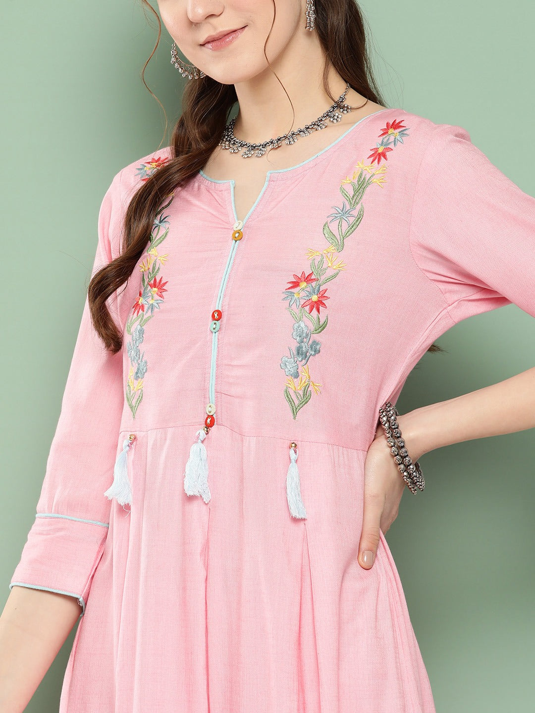 Floral Cotton Kurta Set-Yufta Store-8503SETPKS