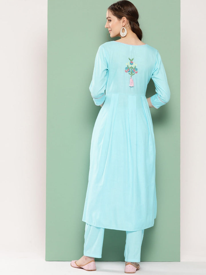 Floral Cotton Kurta Set-Yufta Store-8504SETBLS