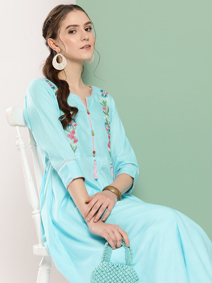 Floral Cotton Kurta Set-Yufta Store-8504SETBLS