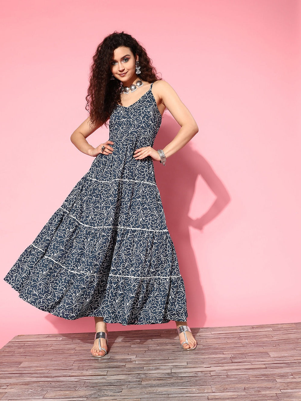 Floral Cotton Maxi Dress-Yufta Store-1210DRSBLS