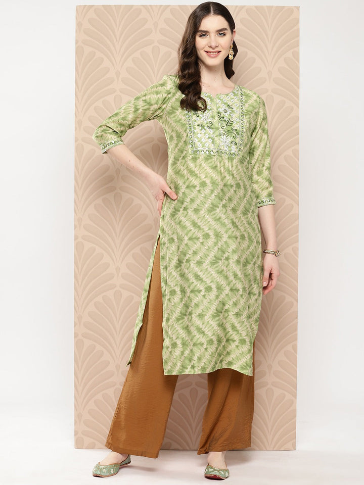 Floral Embroidered Sequined Kurta-Yufta Store-9971KURGRS