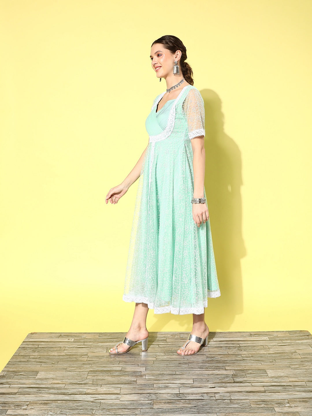 Floral Net Ethnic Maxi Dress-Yufta Store-9734DRSSGS