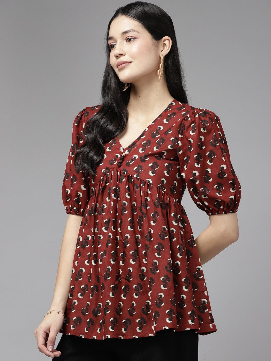 Floral Peplum Top-Yufta Store-1102TOPRDS