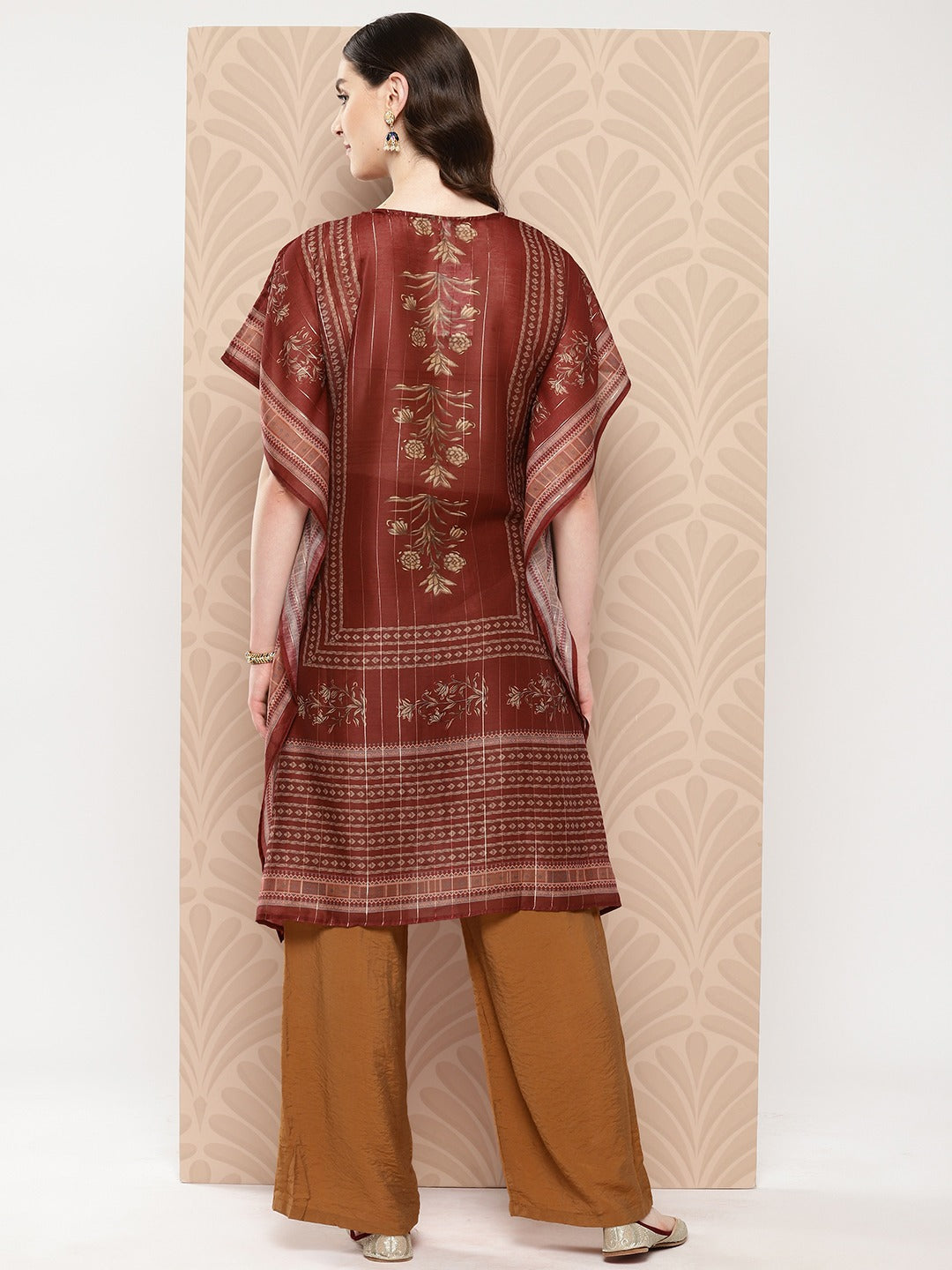 Floral Printed Flared Sleeves Kaftan Kurta-Yufta Store-1459KFTMRS