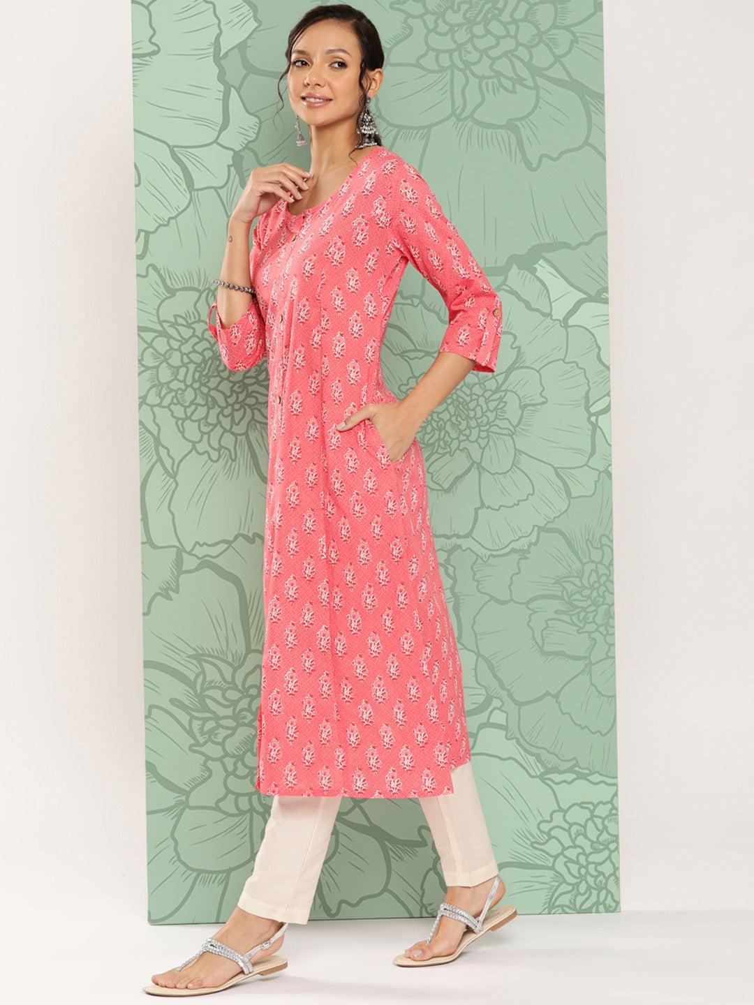 Floral Printed Kurta-Yufta Store-1271KURPKS