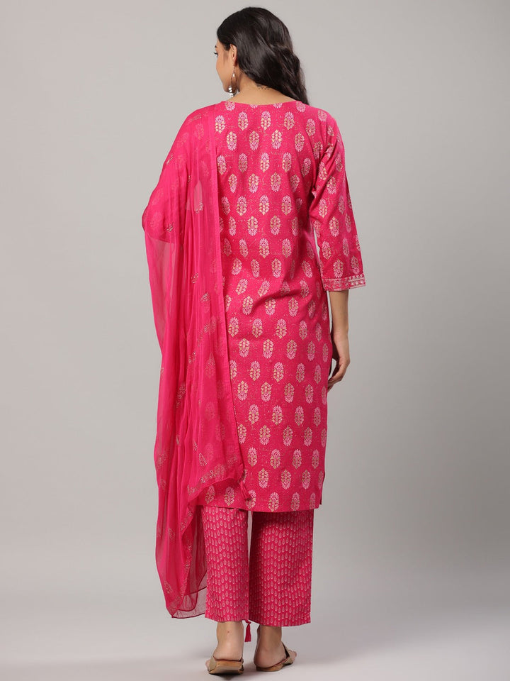 Fuchsia Dupatta Set-Yufta Store-6504SKDFCM