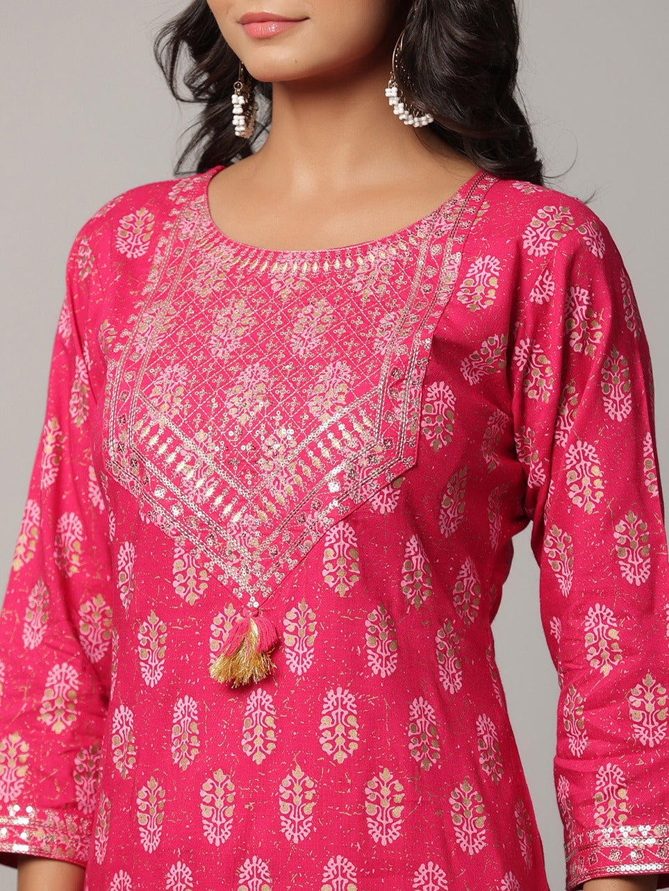 Fuchsia Dupatta Set-Yufta Store-6504SKDFCM