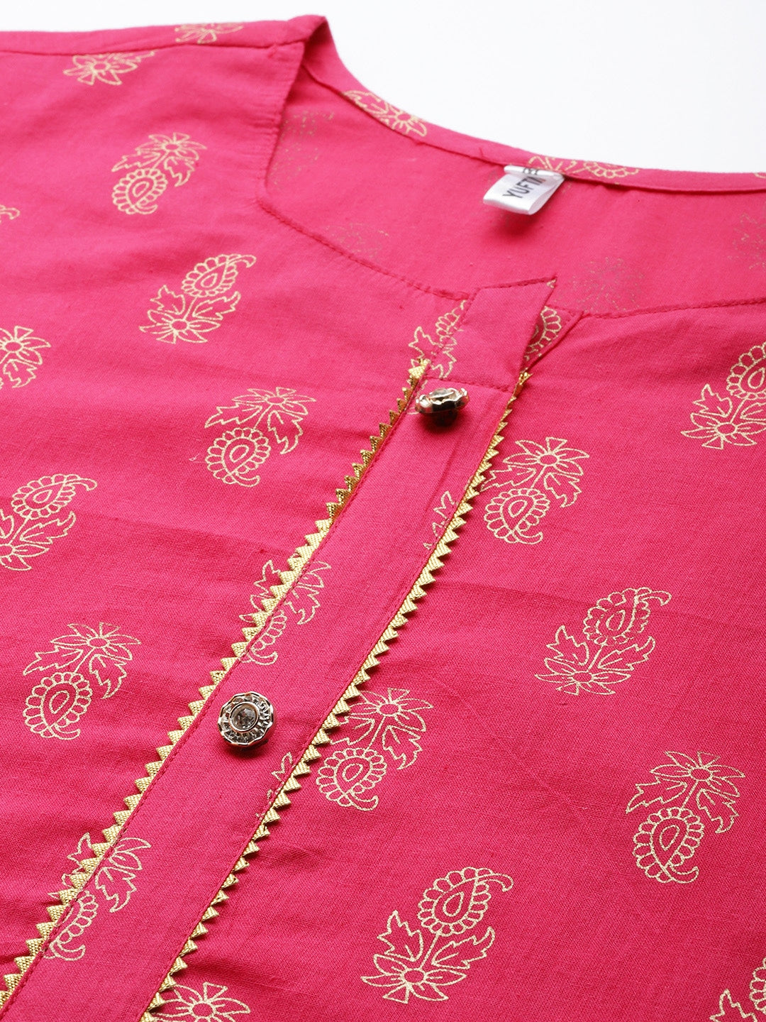 Fuchsia Pink Cotton Kurta-Yufta Store-5702KURPKM