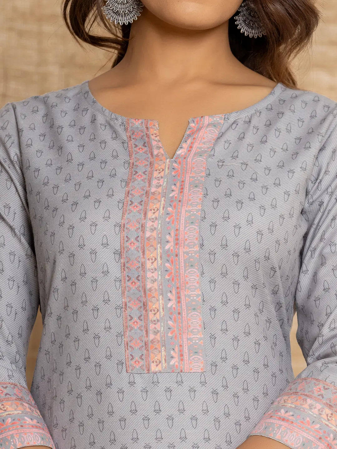 Green Cotton A-Line Kurta With Digital Print-Yufta Store-1924KURGRS