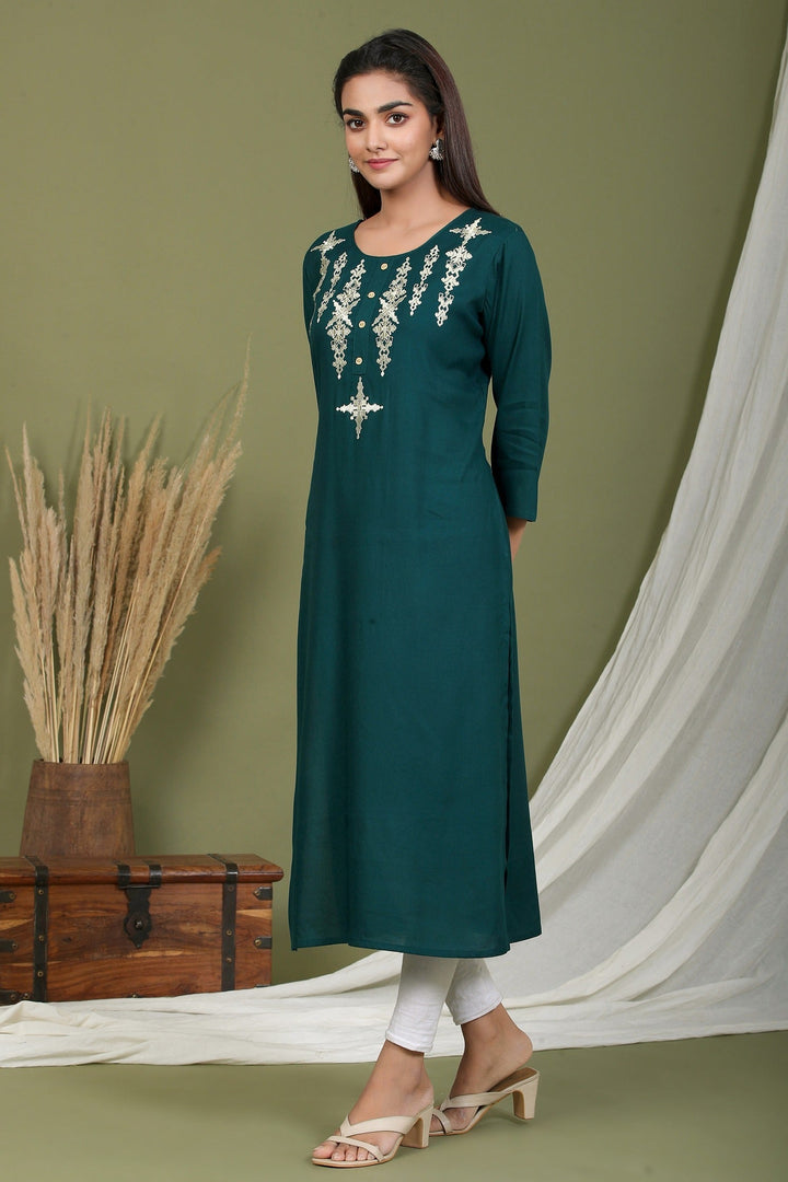 Green Embroiderd Kurta