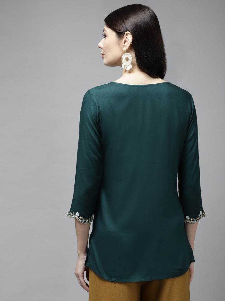 Green Embroidered Top-Yufta Store-9642TOPGRS