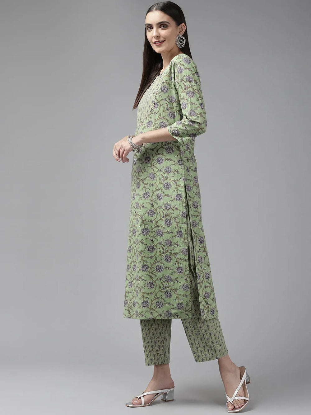 Green Ethnic Printed Dupatta Set