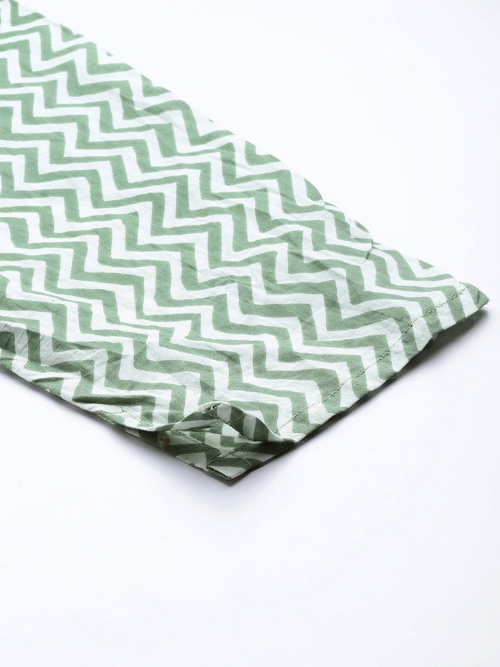 Green Ethnic Printed Kurta Set-Yufta Store-4710SETGRS