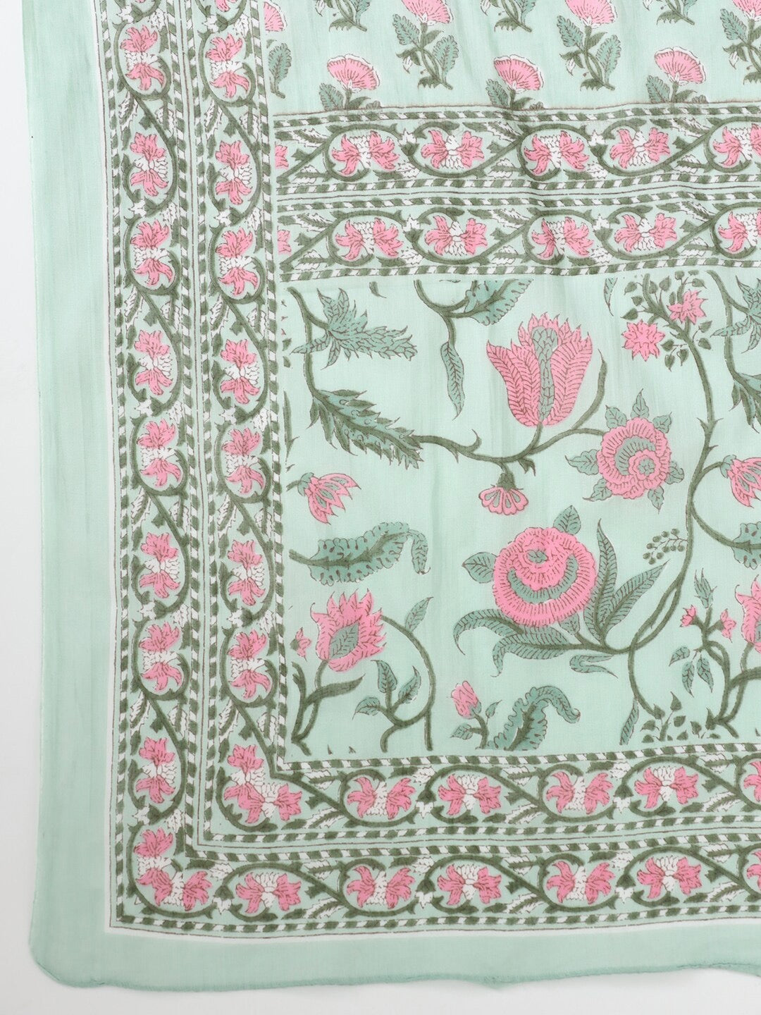 Green Floral Printed Dupatta Set-Yufta Store-4742SKDGRM