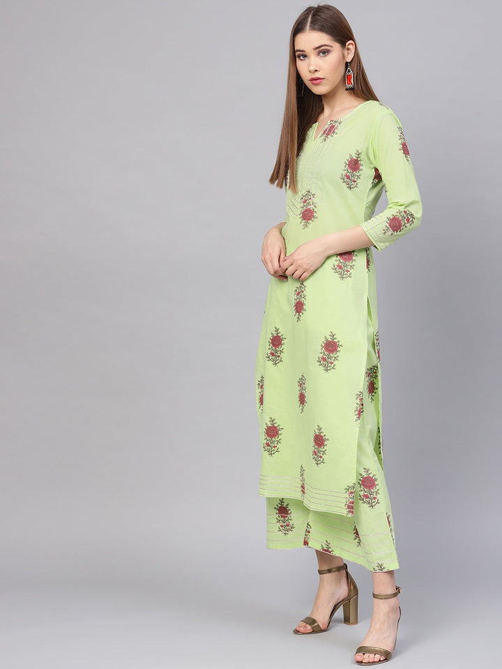 Green & Maroon Printed Kurta Set-Yufta Store-YUFPJSET850S