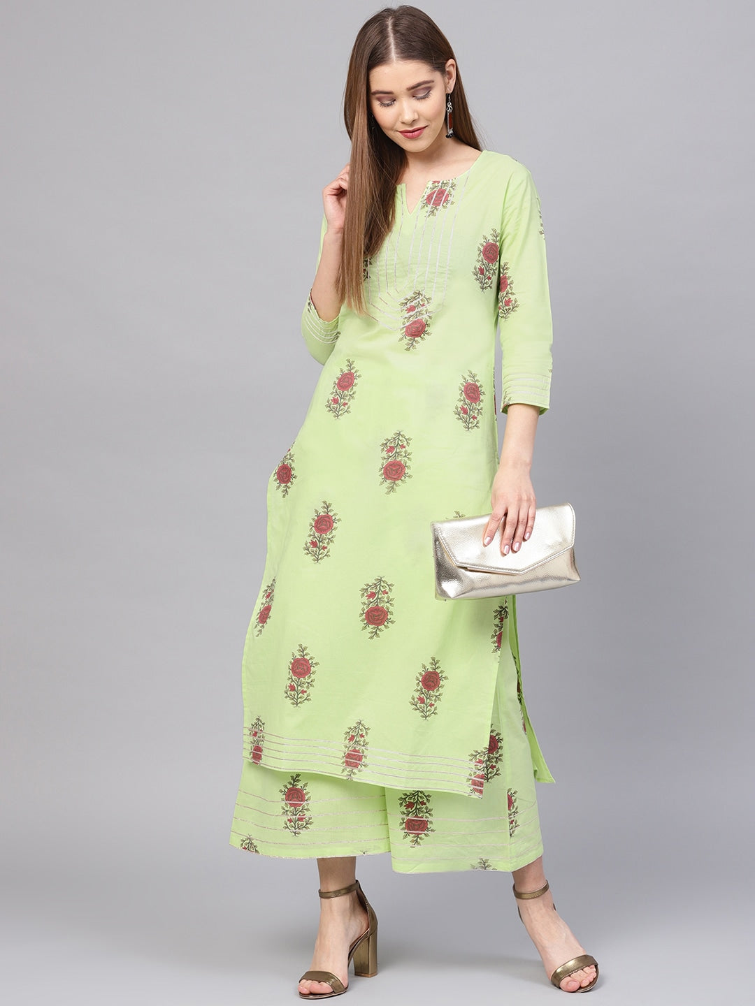 Green & Maroon Printed Kurta Set-Yufta Store-YUFPJSET850S