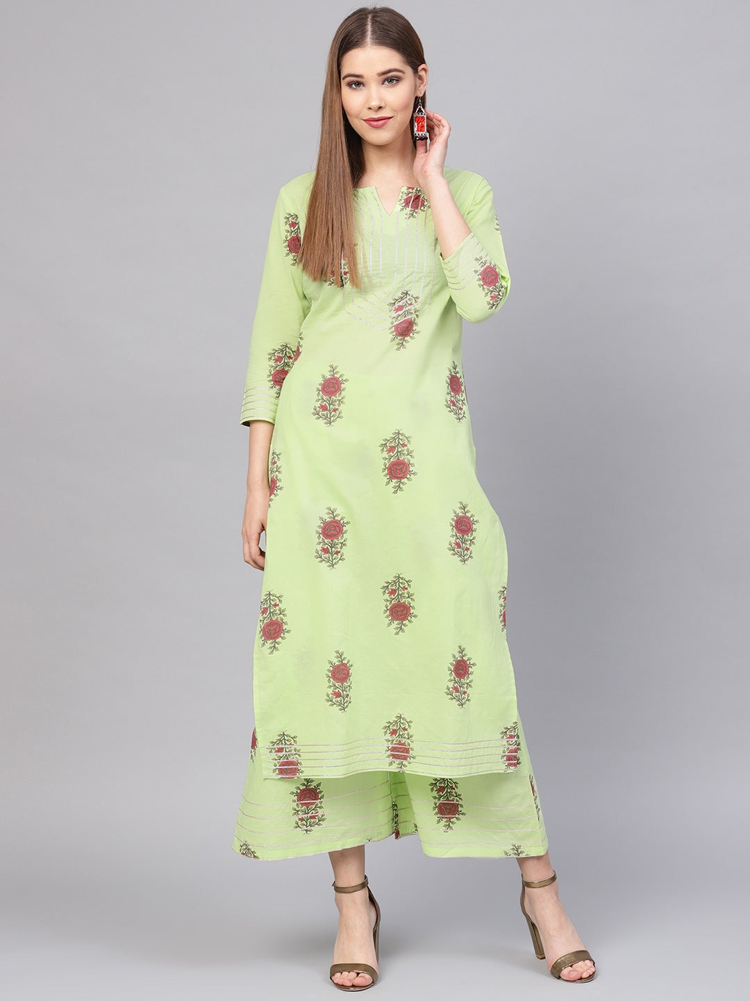 Green & Maroon Printed Kurta Set-Yufta Store-YUFPJSET850S