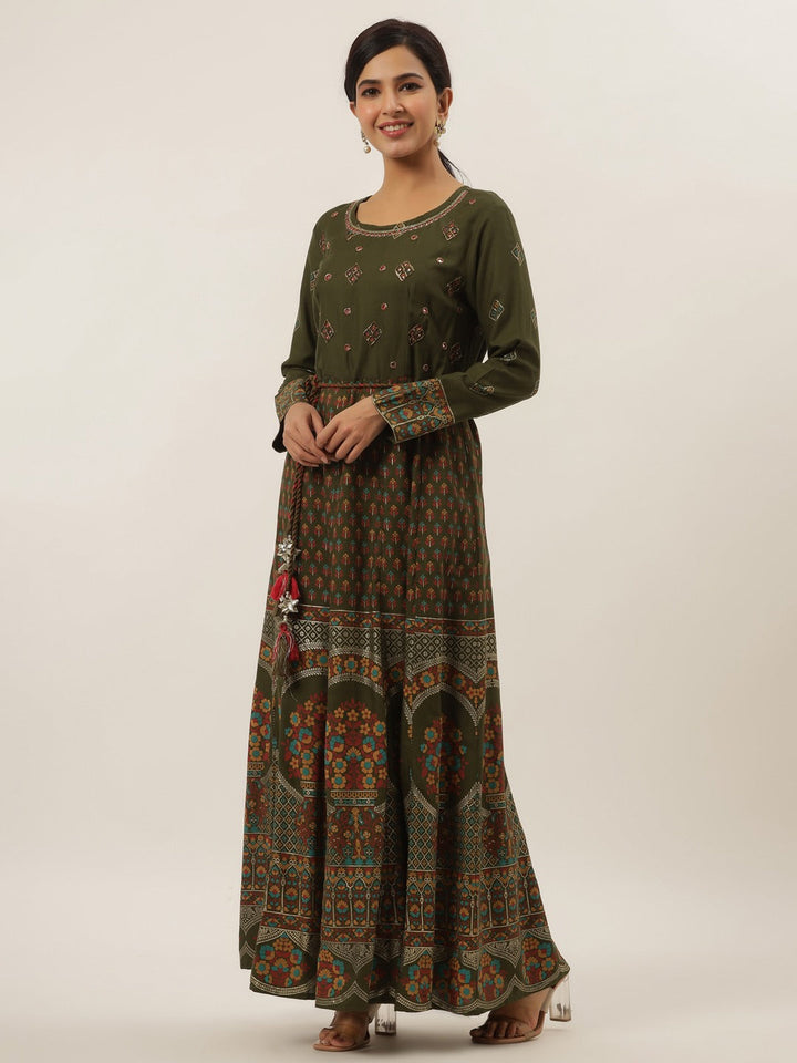 Green Maxi Dress-Yufta Store-6101DRSGRM