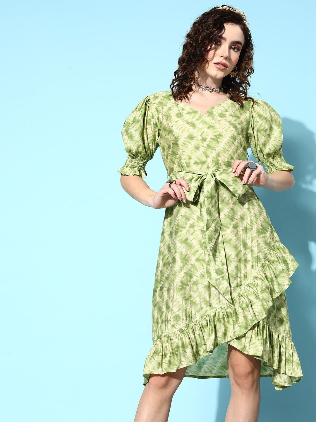 Green Midi Dress-Yufta Store-8143DRSGRXS