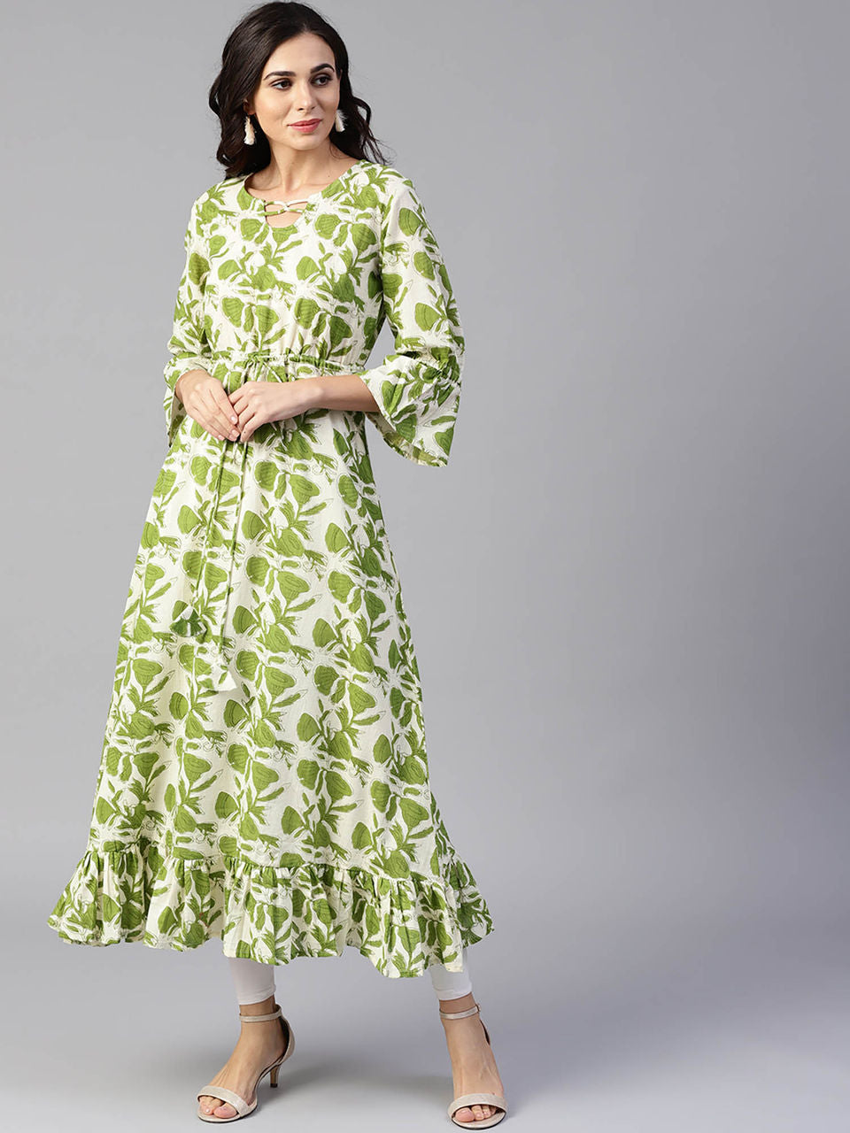 Green & Off-White PrintedKurta-Yufta Store-YUFDGKU1877S