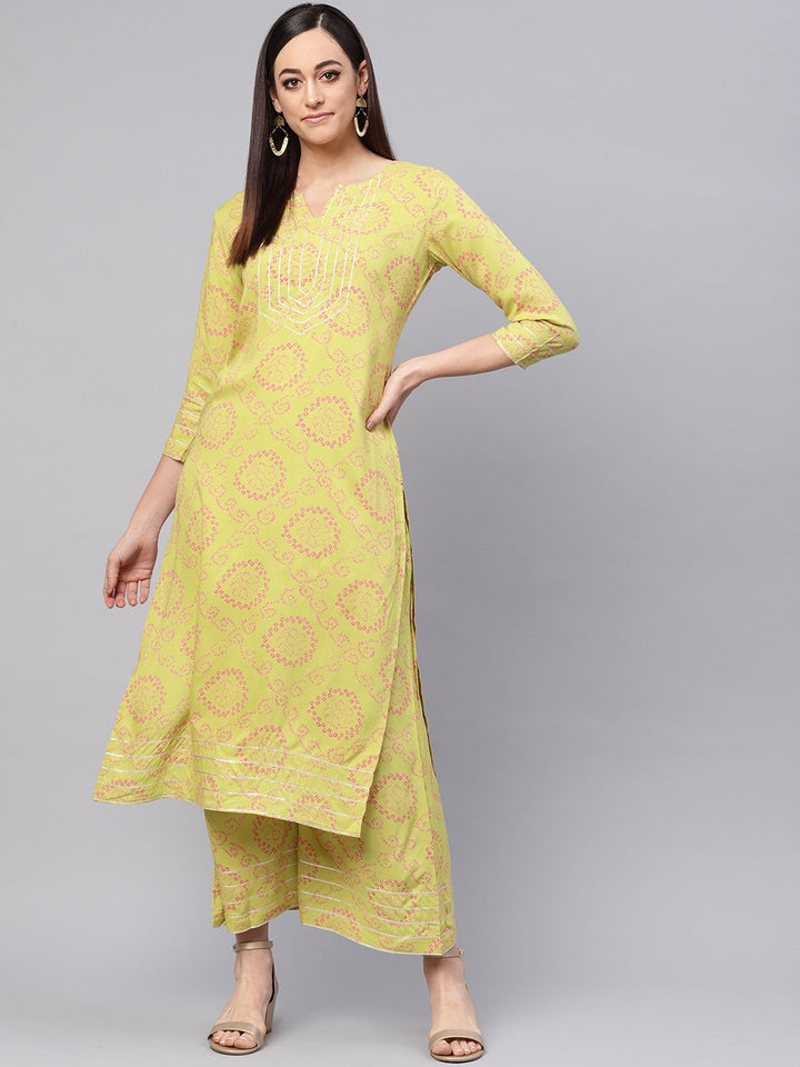 Green & Pink Printed Kurta Set-Yufta Store-YUFPJSET832S