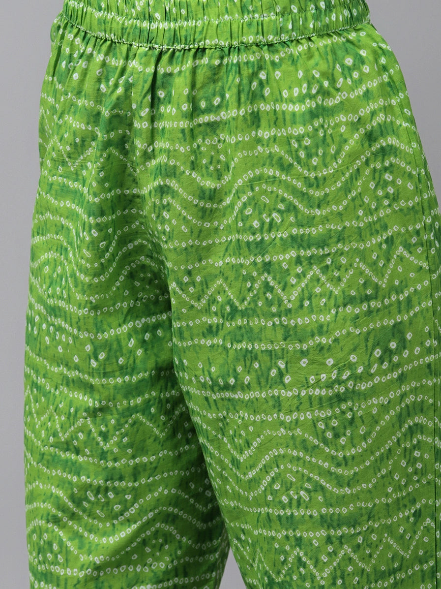 Green Printed Dupatta Set-Yufta Store-9817SKDGRS