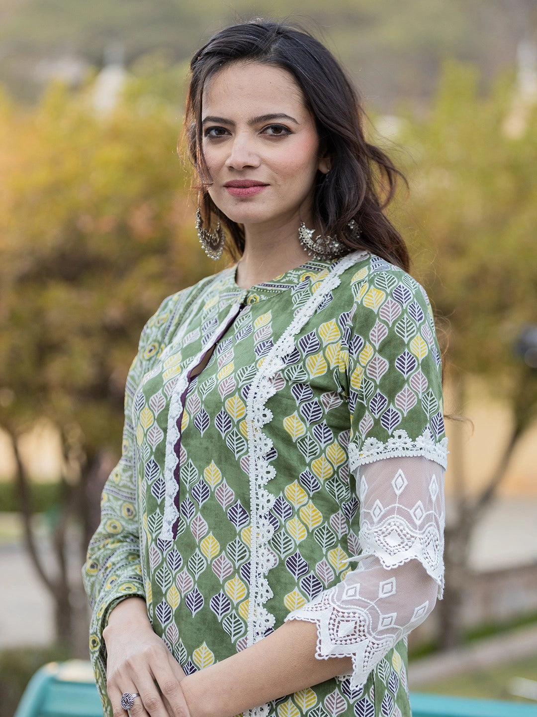 Green Printed Kurta Dupatta Set-Yufta Store-6803SKDGRS