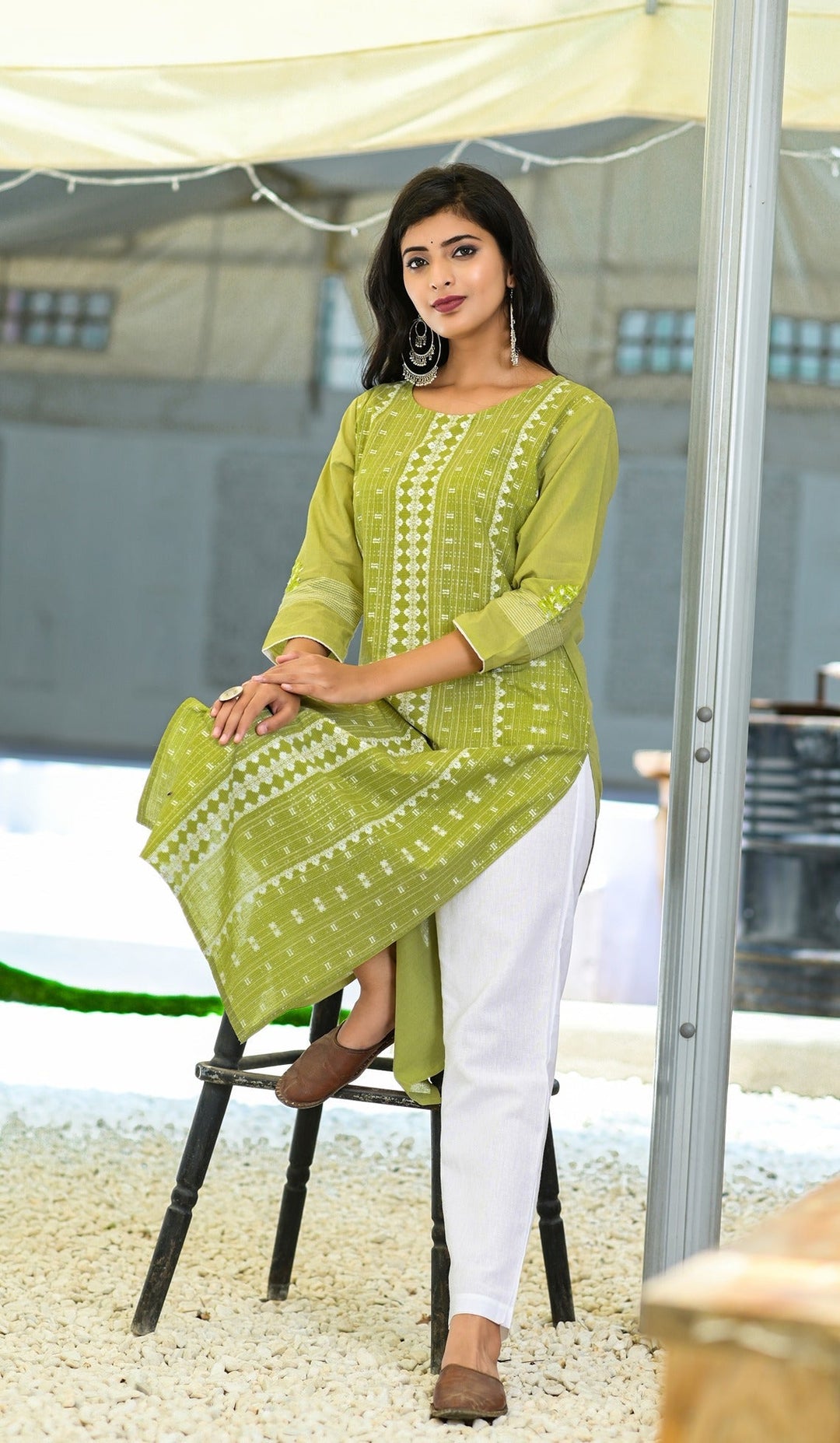 Green Printed Kurta Set-Yufta Store-3603SETGRM