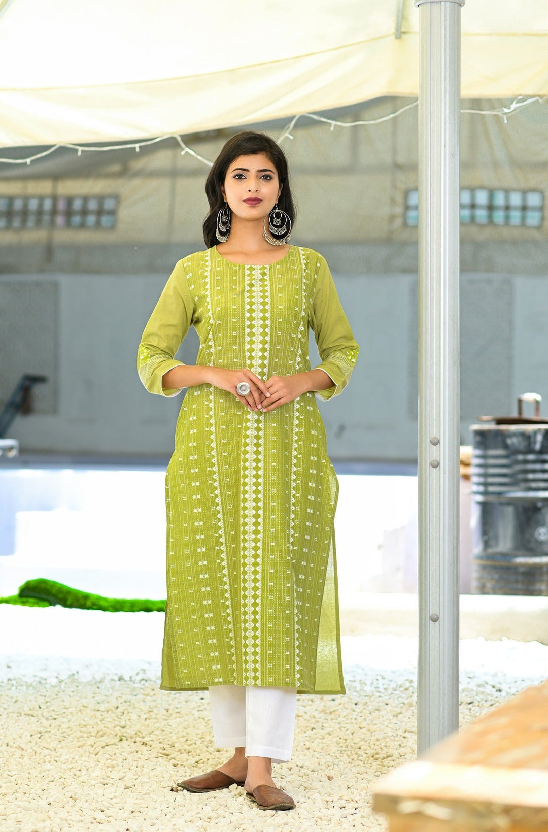 Green Printed Kurta Set-Yufta Store-3603SETGRM