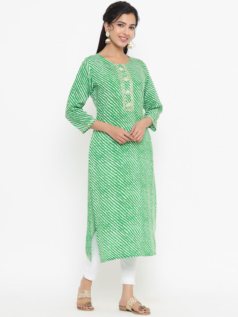 Green Printed Kurta