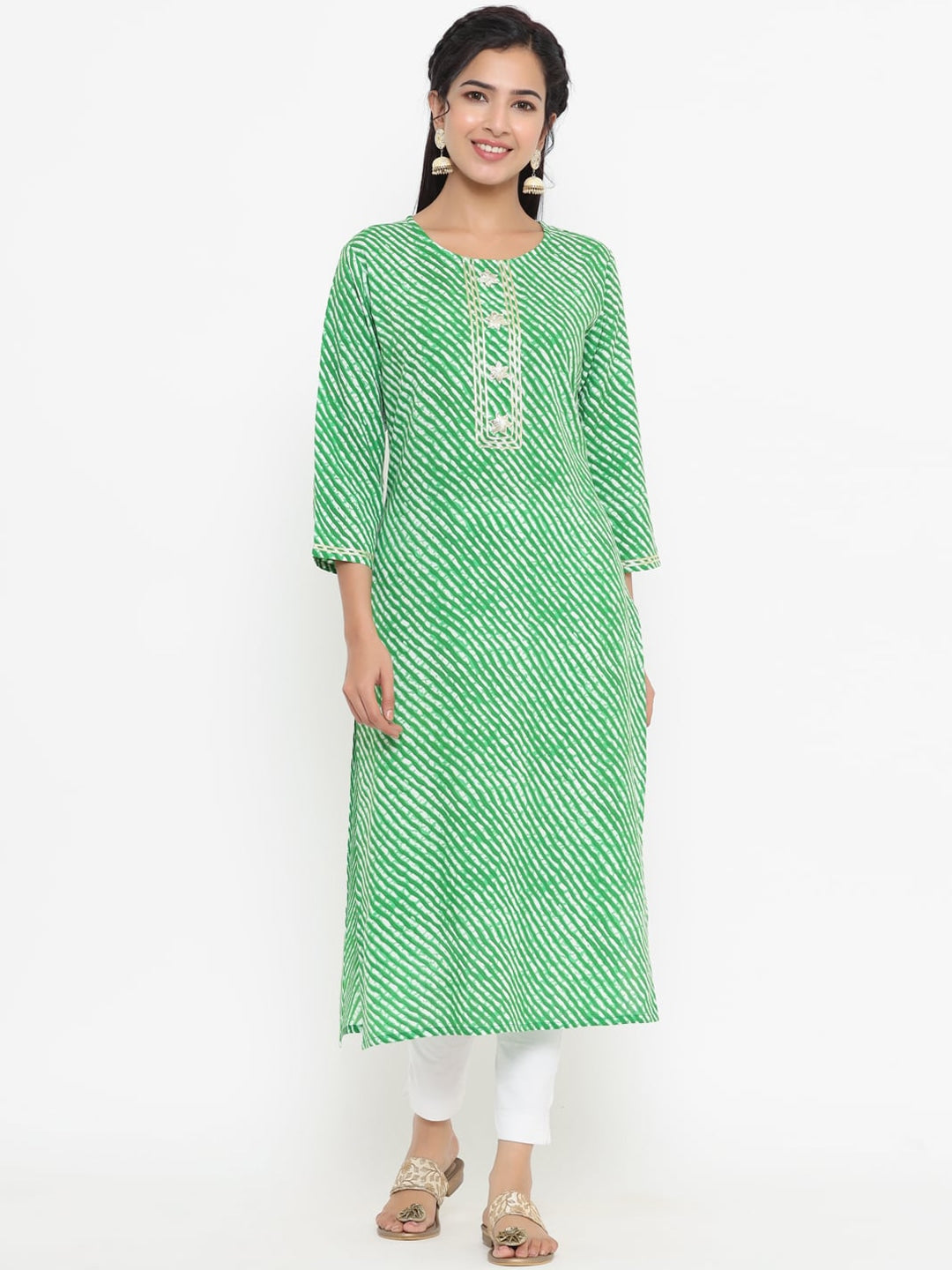 Green Printed Kurta