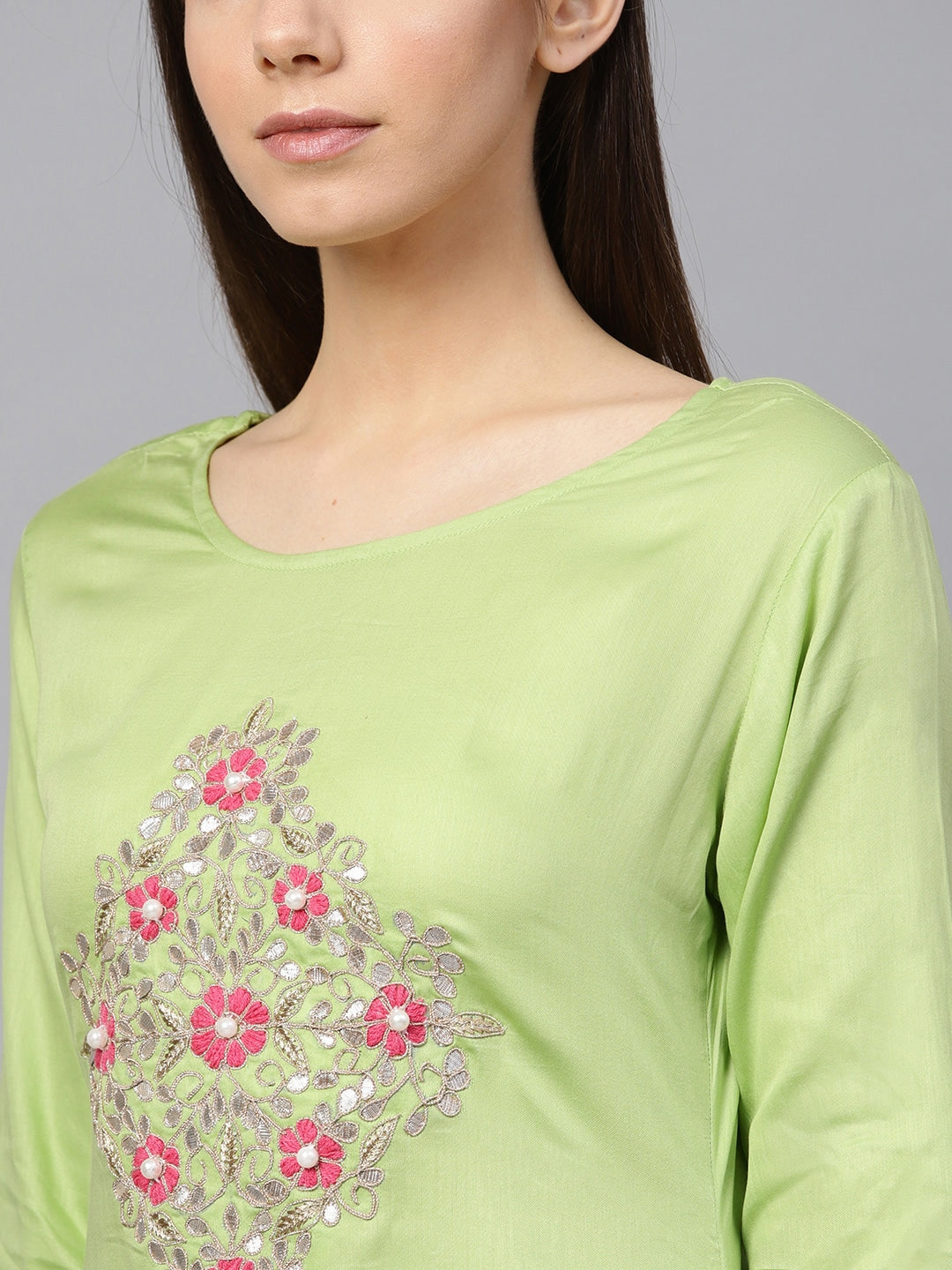 Green Straight Kurta Set-Yufta Store-676SETGRS