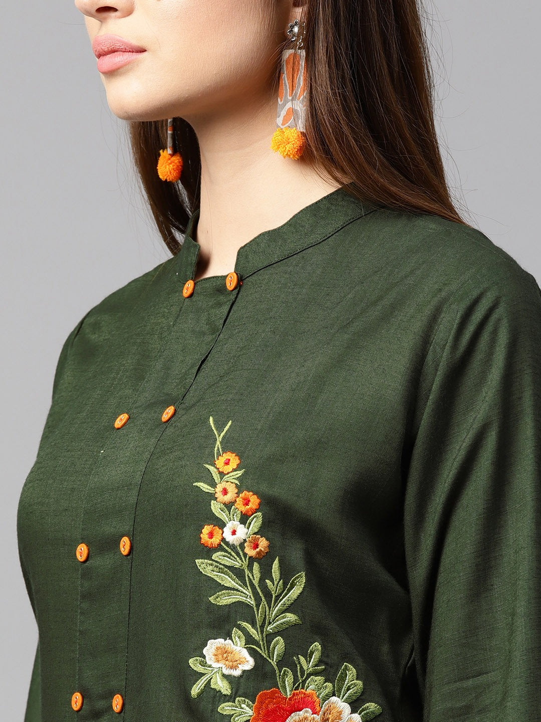 Green Straight Kurta-Yufta Store-DBAJWSET1457KUS