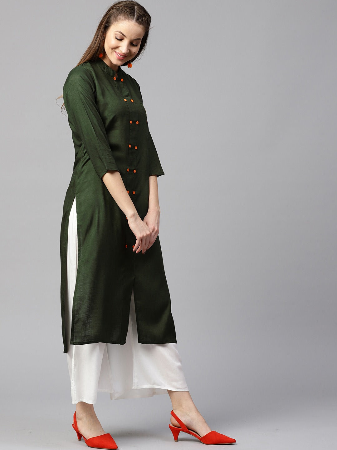 Green Straight Kurta-Yufta Store-DBAJWSET1457KUS