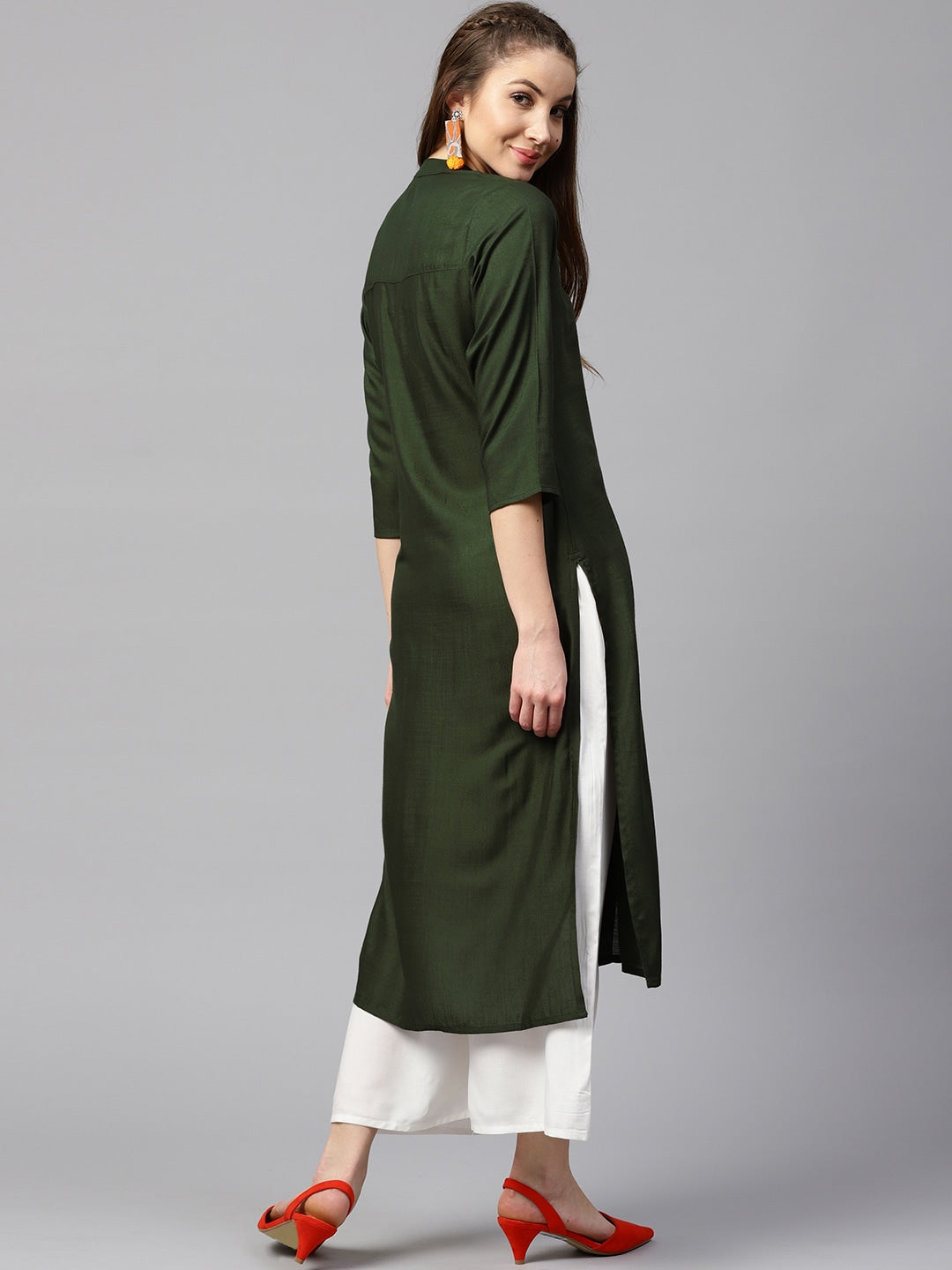 Green Straight Kurta-Yufta Store-DBAJWSET1457KUS