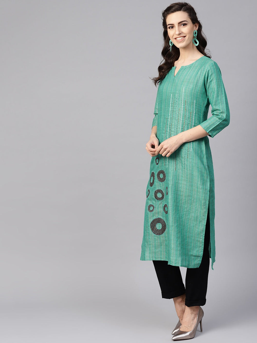 Green Straight Kurta-Yufta Store-YUFPJKU926S